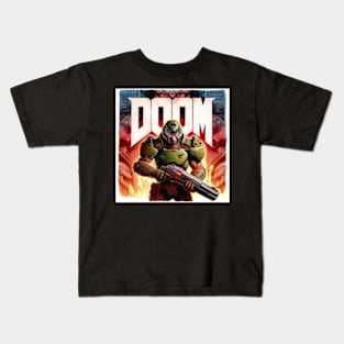 Demon Watches Doom Guy Kids T-Shirt